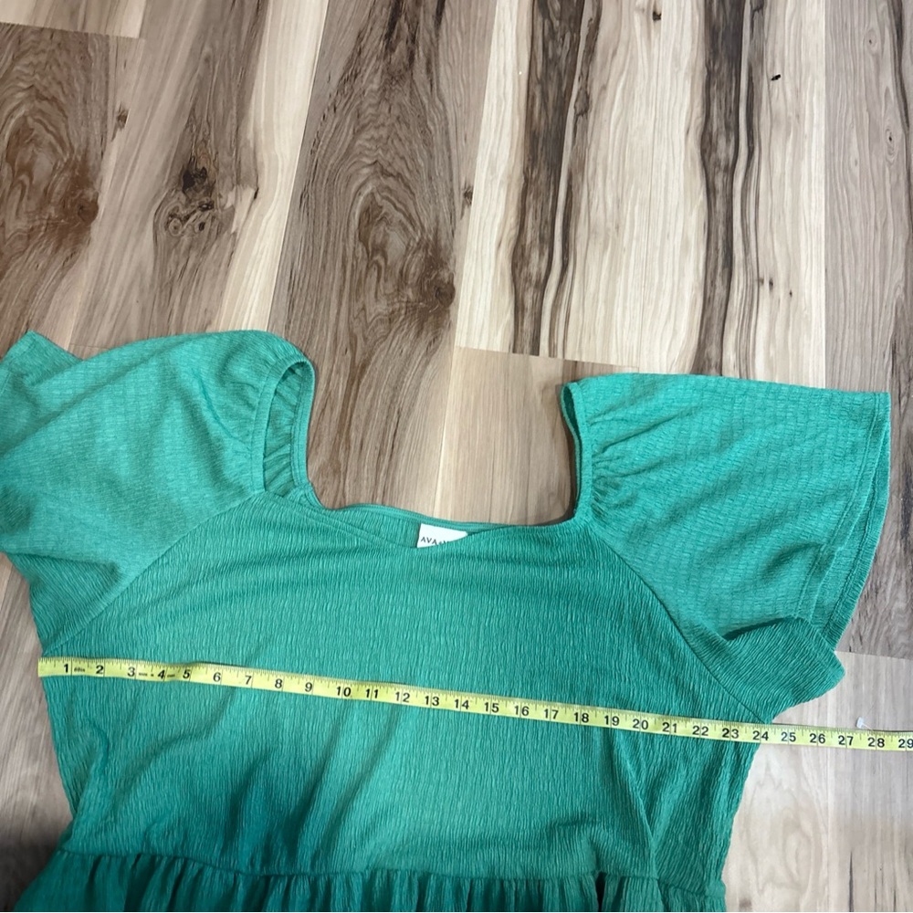 Ava & Viv Green Textured A Line Flutter Sleeve Dress Plus Size 3X Pockets - Picture 6 of 9